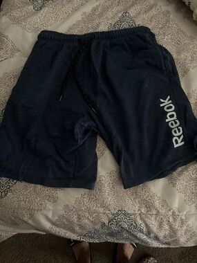 Reebok Men's Dark Blue Athletic Shorts with Side Logo